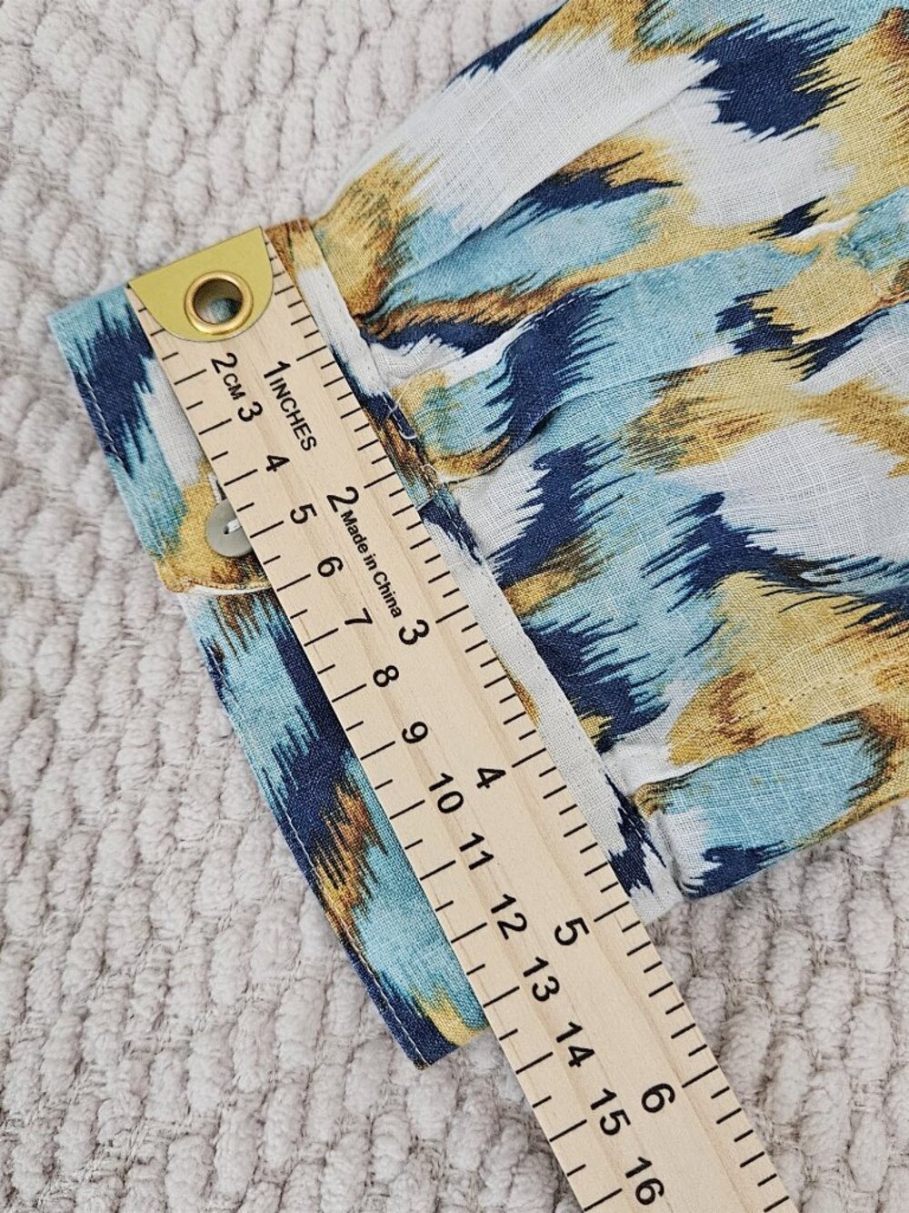 Chico's 100% Linen Button Up Shirt Teal Navy Print 3/4 Sleeve Size 1 (US 8) - Picture 9 of 9